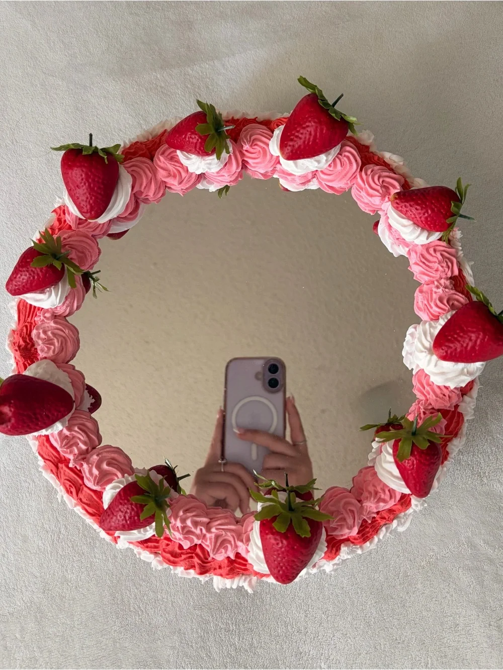 Strawberry Cake Round Mirror